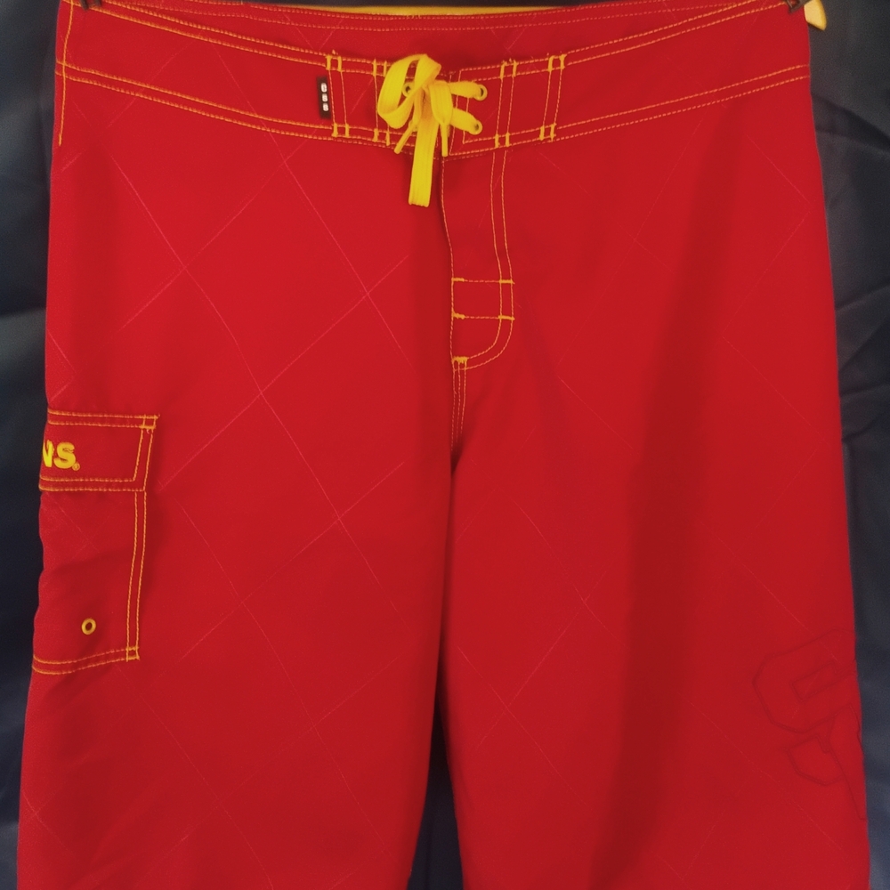 USC Trojans Board Shorts Men’s 34 Red Yellow Swim Trunks CSS Surf